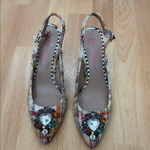 Betsey Johnson Colorful Embellished Slingback Heels